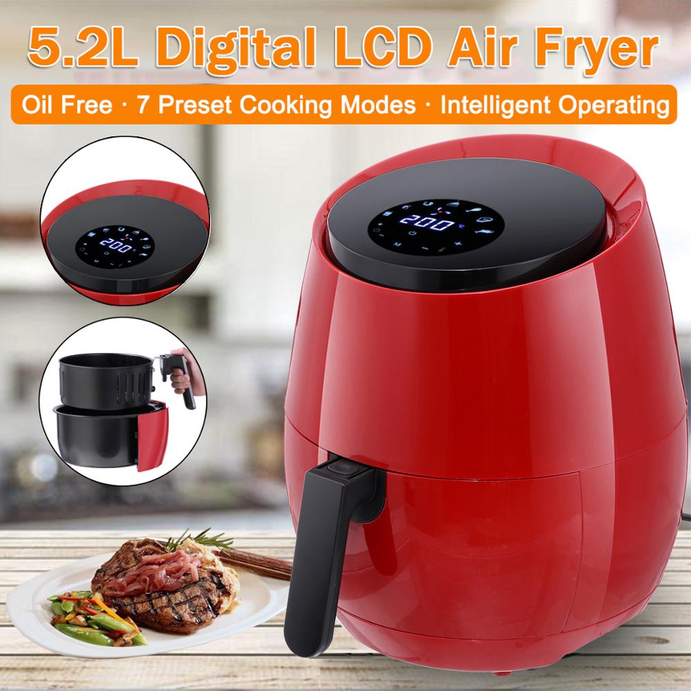 Air Fryer Eletric Air Frier 5.2L Deep Fryer Air Fryer with Digital LED Touch Screen Timer Temperature Control 3 Type - OZN Shopping