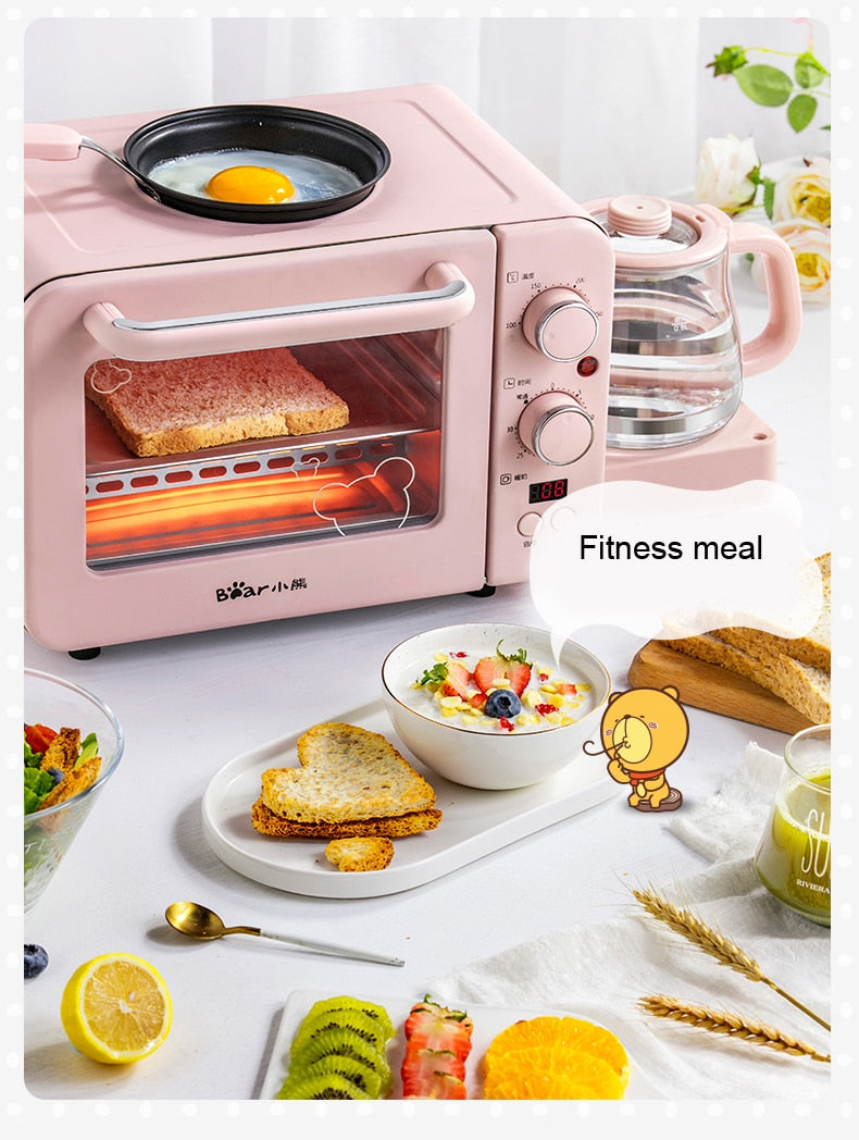 Multifunction Breakfast Machine Mini Household Electric Oven Cake Baking Fry Pan Warm Drinking Pot Toaster - OZN Shopping