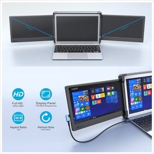 Laptop Triple Screen Monitor Portable IPS Monitor 11'' 1920x1080 USB-C HDMI Gaming Display