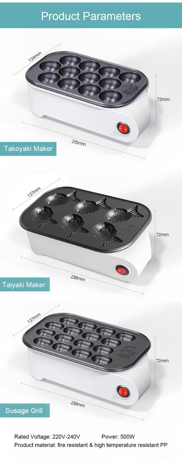 Octopus Ball Maker Takoyaki Baking Pan Electric Taiyaki Machine Sausage Hotdog Eggs Omelette Grill Japanese Fish-Shape Cake Oven - OZN Shopping