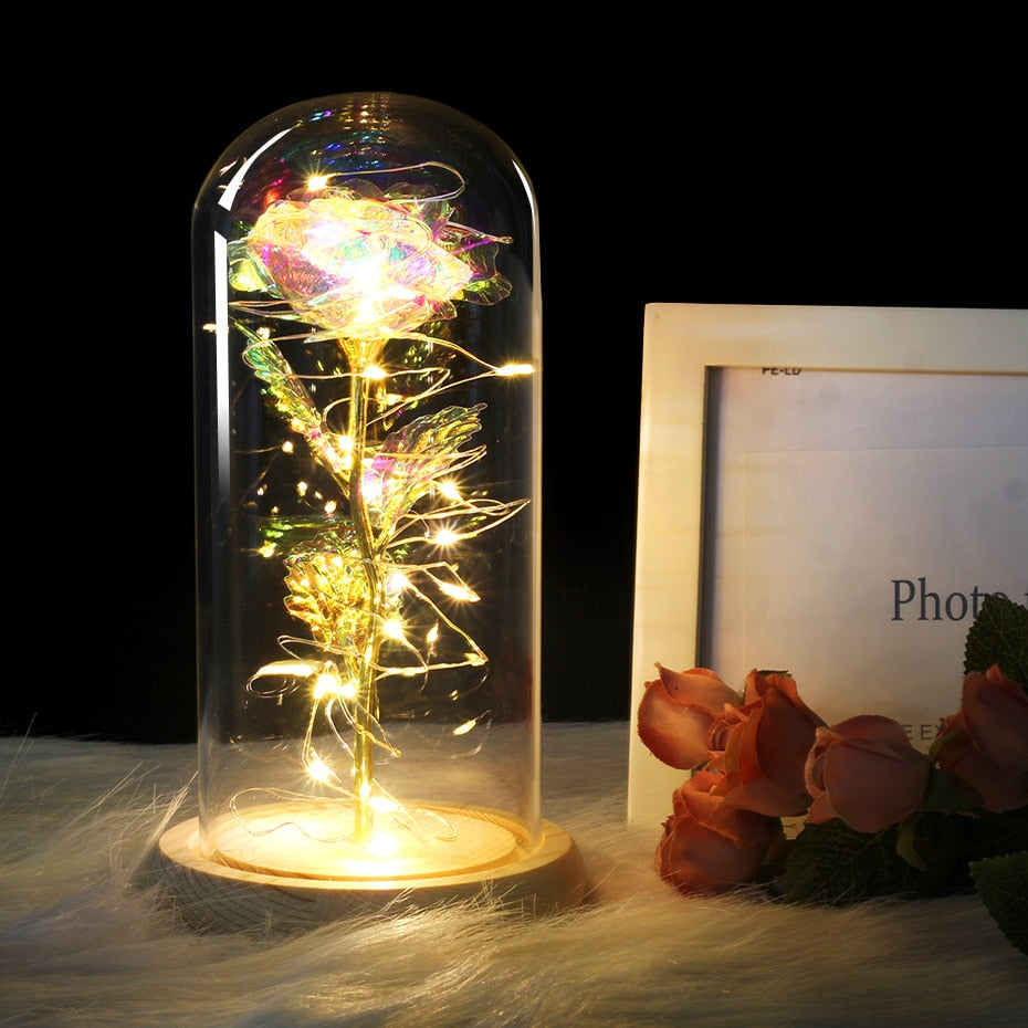 Eternal Rose  LED Light  In Glass Cover for Valentines Day Gift, Christmas Home Decor, Mothers Day,  & New Year Gift - OZN Shopping