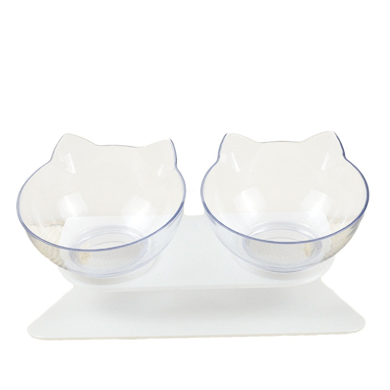 Non slip Double Cat Bowl with Raised Stand Pet Food Cat feeder Protect Cervical Vertebra cat food bowl for dogs Pet Products - OZN Shopping