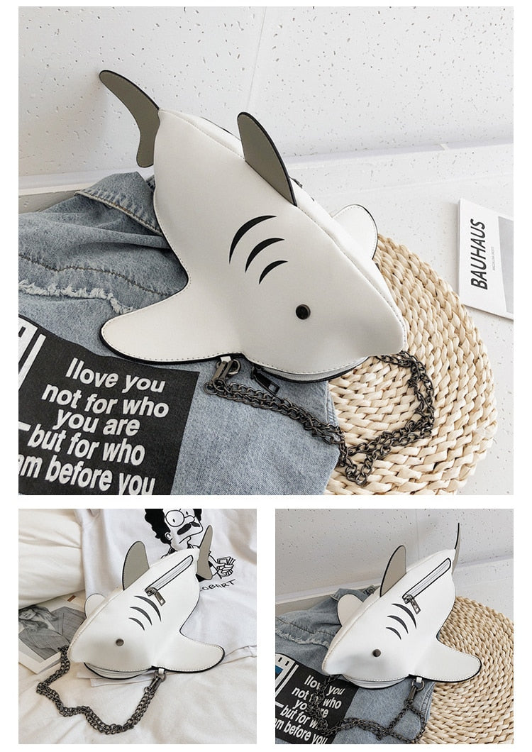 Fashion Shark Shaped Chains Crossbody Bag - OZN Shopping