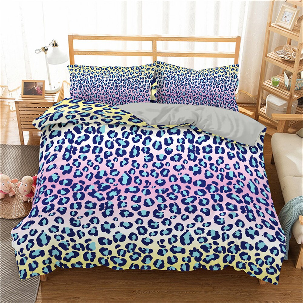 New 3D Bedding Sets Colorful Leopard Duvet Cover Pillowcase 2/3pcs Twin Queen King Size Bed Clothes For Home Textiles - OZN Shopping