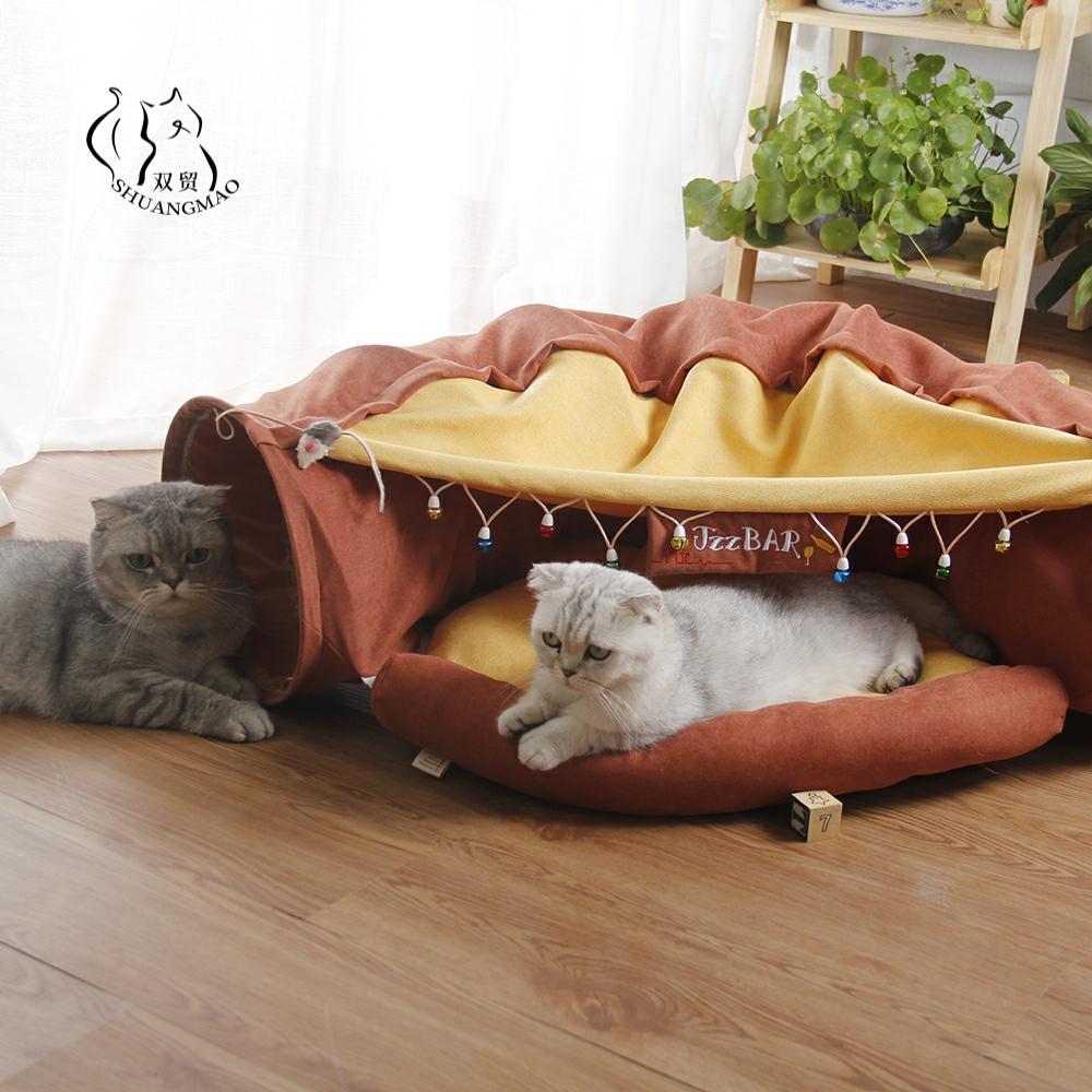 Pet Cats Tunnel Interactive Play Toy Mobile Collapsible Ferrets Rabbit Bed tunnels Indoor Toys Kitten Exercising Products - OZN Shopping