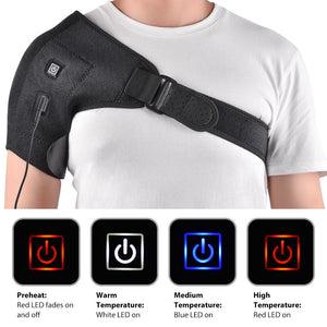 Electric Heat Therapy Adjustable Shoulder Brace Back Support Belt for Dislocated Shoulder Rehabilitation Injury Pain Wrap - OZN Shopping