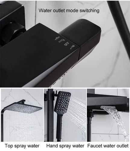 Shower Faucets Sets Water Bathroom Mixer Waterfall Faucet Rainfall Shower Systems Thermostat Tap EL9403 - OZN Shopping
