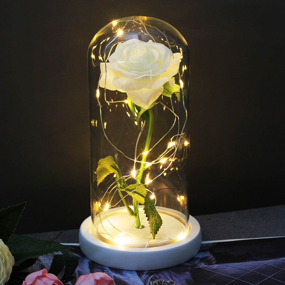 Eternal Rose  LED Light  In Glass Cover for Valentines Day Gift, Christmas Home Decor, Mothers Day,  & New Year Gift - OZN Shopping