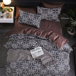 Luxury Bedding Set Super King Duvet Cover Sets Marble Single Queen Size Black Comforter Bed Linens Cotton xx14# - OZN Shopping