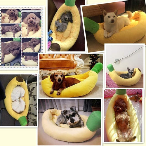 Banana Shape Pet Dog Cat Bed House Plush Soft Cushion Warm Durable Portable Pet Basket Kennel Cats Accessories - OZN Shopping
