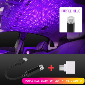 Car Roof Star Light Interior LED Starry Laser Atmosphere Ambient Projector USB Auto Decoration Night Home Decor Galaxy Lights - OZN Shopping