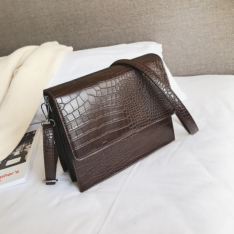 Leather Shoulder  Crocodile Print Bags - OZN Shopping