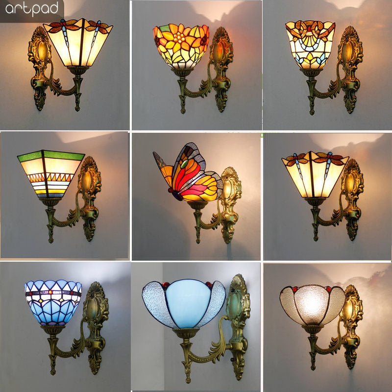 Modern Glass Lampshade Batterfly Pyramid Art Wall Lamp - OZN Shopping