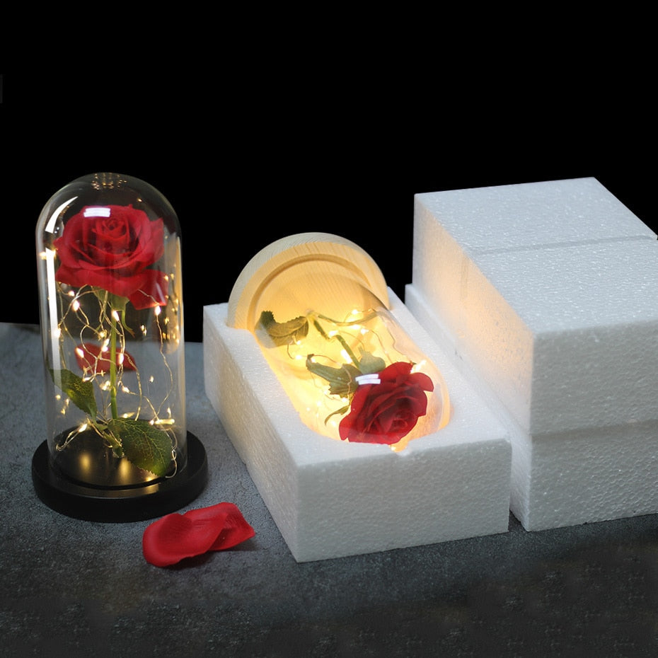 Eternal Rose  LED Light  In Glass Cover for Valentines Day Gift, Christmas Home Decor, Mothers Day,  & New Year Gift - OZN Shopping