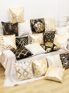 Gold Pillow Case Black And White Golden Painted Pillowcase