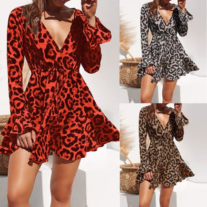 Chiffon Dress Women Leopard Print - OZN Shopping