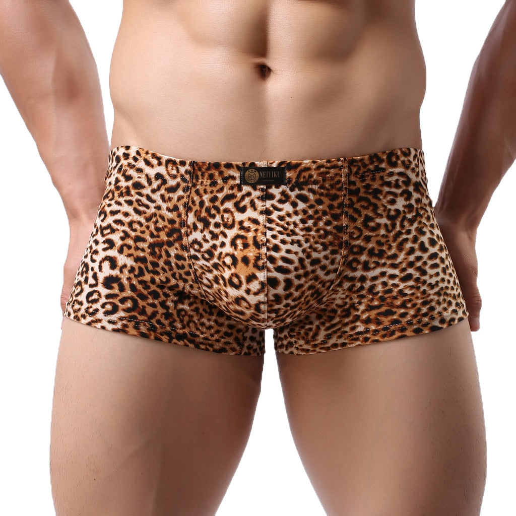 Mens Underwear Leopard-Print Sexy Boxer - OZN Shopping