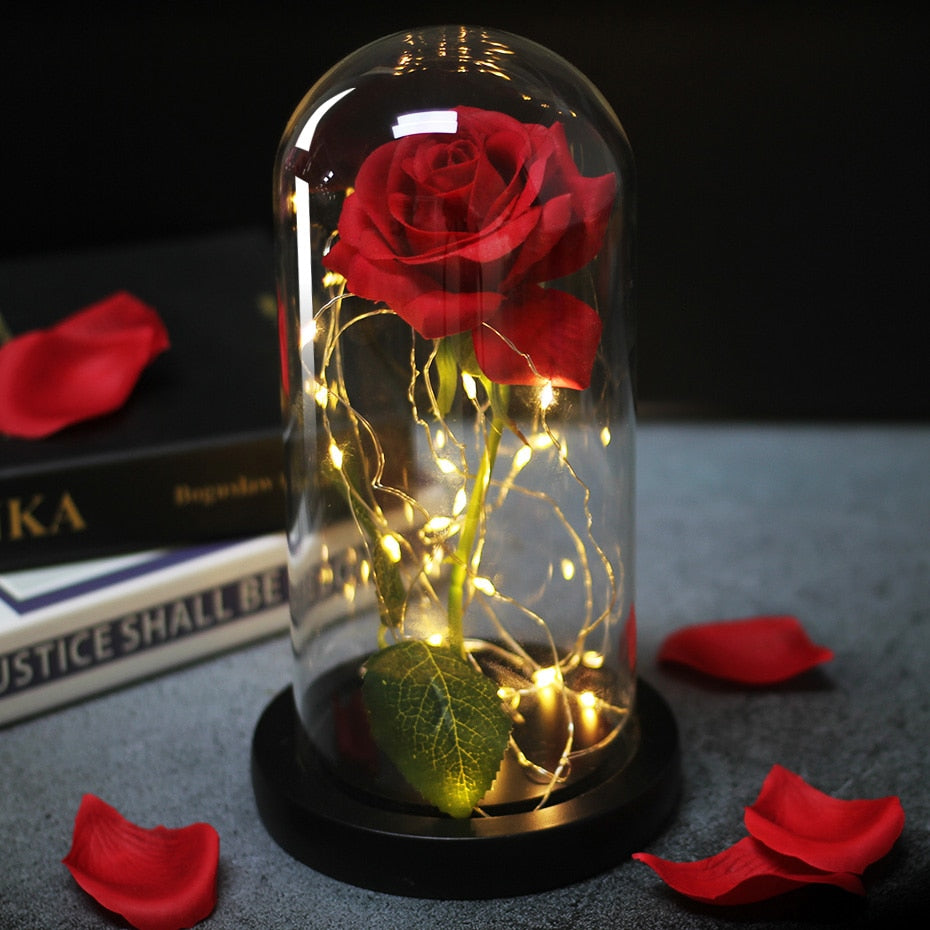 Eternal Rose  LED Light  In Glass Cover for Valentines Day Gift, Christmas Home Decor, Mothers Day,  & New Year Gift - OZN Shopping