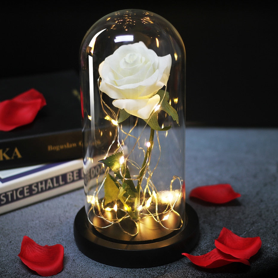 Eternal Rose  LED Light  In Glass Cover for Valentines Day Gift, Christmas Home Decor, Mothers Day,  & New Year Gift - OZN Shopping