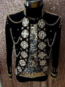 Fashion Quality Male Pure Handmade Rhinestone Slim Suit Jacket Nightclub Dj singer Stage Performance Jacket Men royal coat - OZN Shopping