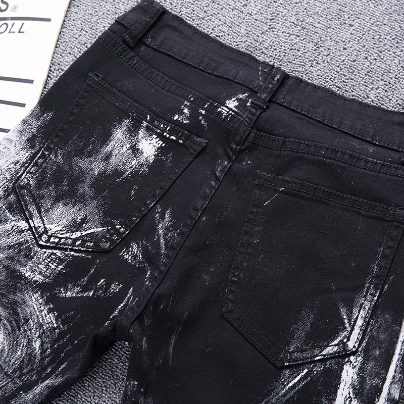 Wolf Printed Jeans Denim Pants - OZN Shopping