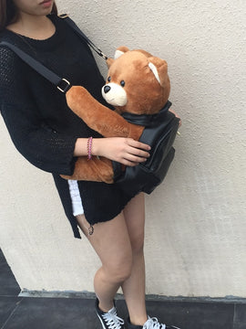 Teddy Bear Leather Backpack