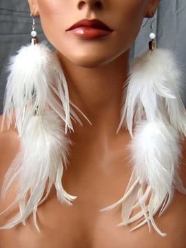 White Feather Fashion Earrings