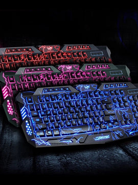 Ergonomic LED Breathing Backlight Pro Gaming Keyboard  & Mouse Combos USB Wired Full Key Professional Mouse Keyboard