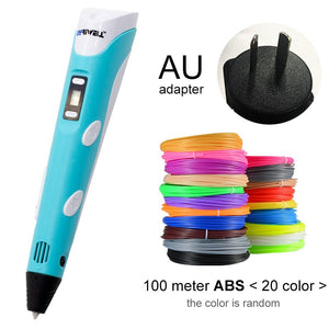 3D Pen LED Screen DIY 3D Printing Pen 100m ABS Filament Creative Toy Gift For Kids Design Drawing - OZN Shopping
