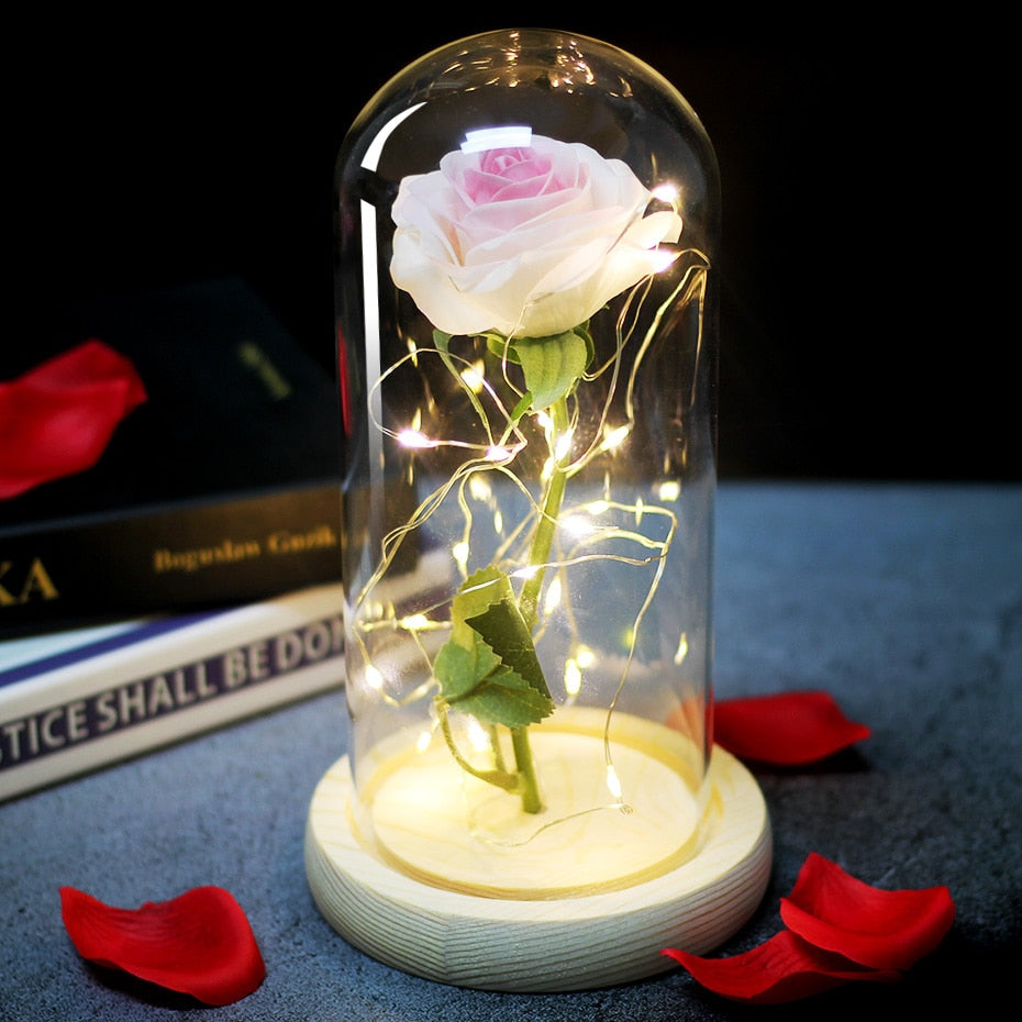 Eternal Rose  LED Light  In Glass Cover for Valentines Day Gift, Christmas Home Decor, Mothers Day,  & New Year Gift - OZN Shopping