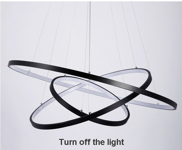 Modern Pendant Lights For Living Room Dining Room Circle Rings Acrylic Aluminum Body LED Ceiling Lamp Fixtures - OZN Shopping