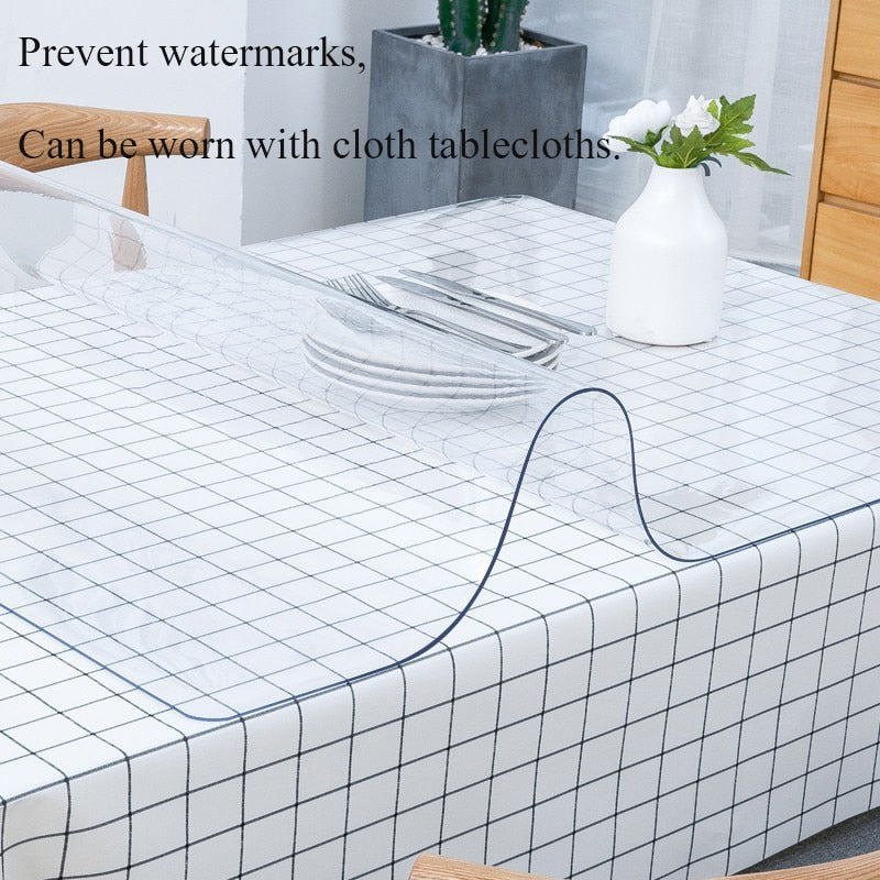 Furniture  Thin Glass Table Mat Cover Protection