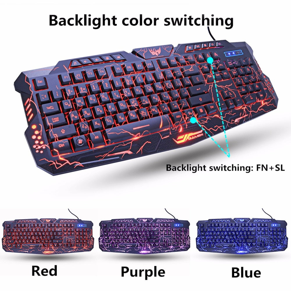 Ergonomic LED Breathing Backlight Pro Gaming Keyboard  & Mouse Combos USB Wired Full Key Professional Mouse Keyboard - OZN Shopping