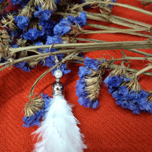 White Feather Fashion Earrings - OZN Shopping