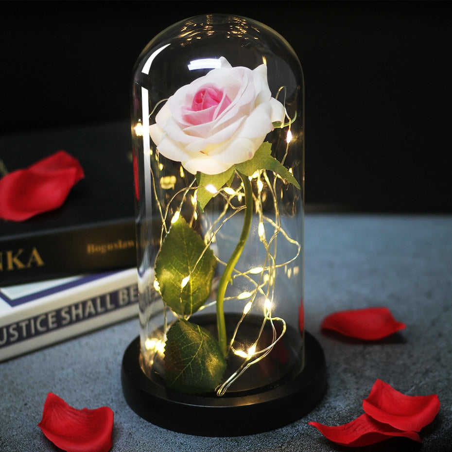 Eternal Rose  LED Light  In Glass Cover for Valentines Day Gift, Christmas Home Decor, Mothers Day,  & New Year Gift - OZN Shopping