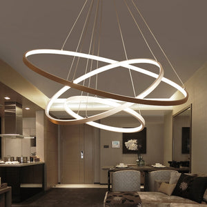 Modern Pendant Lights For Living Room Dining Room Circle Rings Acrylic Aluminum Body LED Ceiling Lamp Fixtures - OZN Shopping