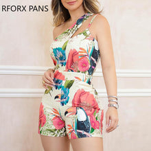 Load image into Gallery viewer, One Shoulder Floral Print Casual Romper
