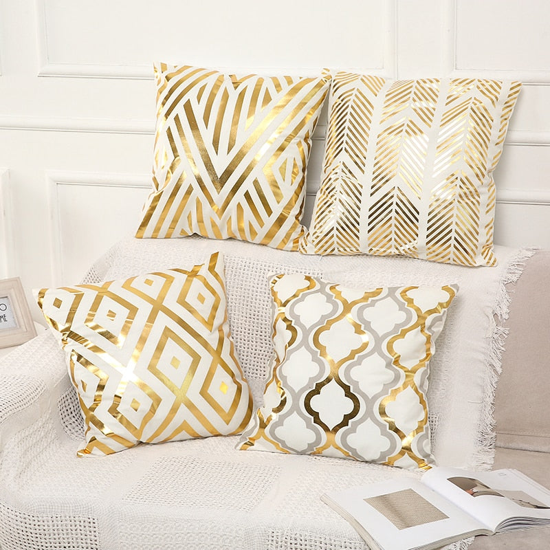 Gold Pillow Case Black And White Golden Painted Pillowcase - OZN Shopping