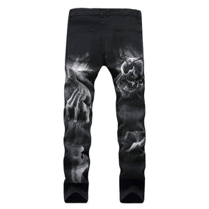 Wolf Printed Jeans Denim Pants - OZN Shopping