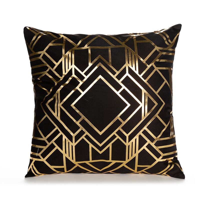 Gold Pillow Case Black And White Golden Painted Pillowcase - OZN Shopping