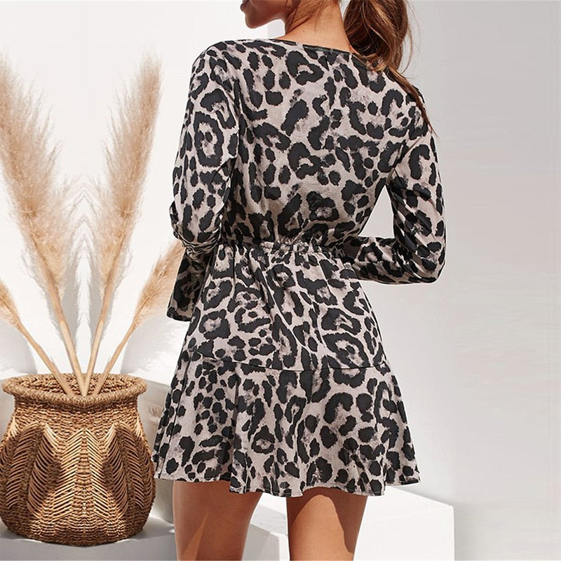 Chiffon Dress Women Leopard Print - OZN Shopping