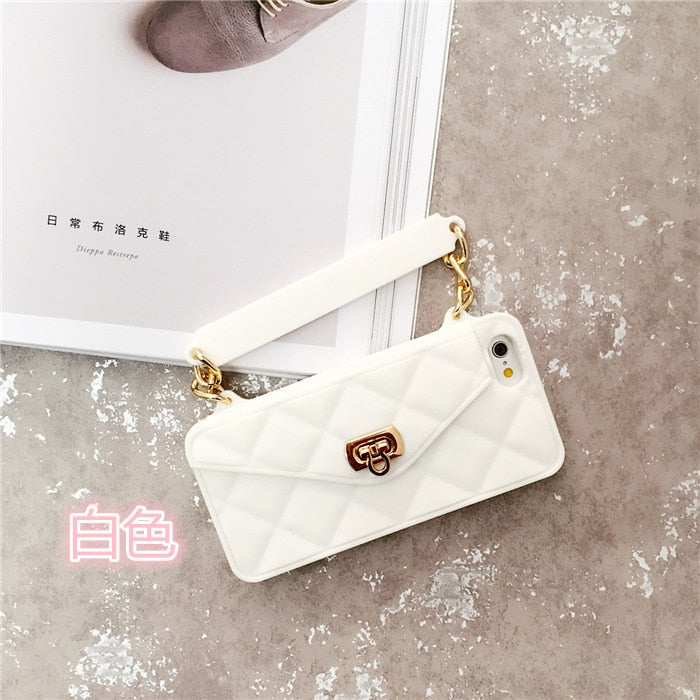 Crossbody Wallet Case Cover For iPhone 14 13 12 Pro 11 Pro XS MAX XR 8 7 Plus Case Card Slot Handbag Purse With Long Strap Chain