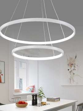 Modern Pendant Lights For Living Room Dining Room Circle Rings Acrylic Aluminum Body LED Ceiling Lamp Fixtures