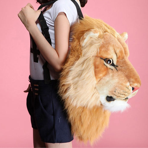 3D Animal Design Backpack Tiger Lion Leopard Panda Fur Bags - OZN Shopping