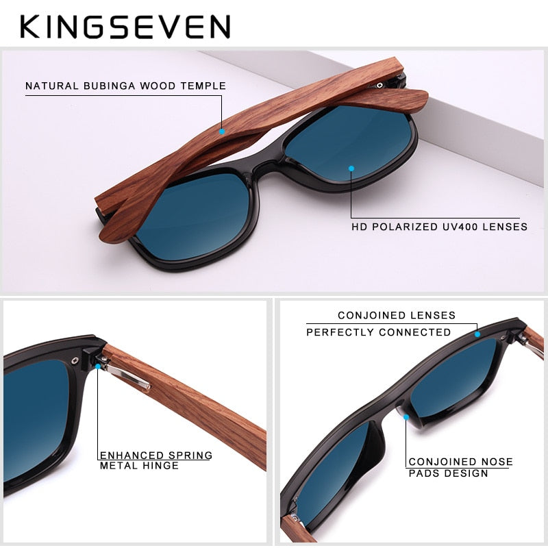 KINGSEVEN Natural Wooden Sunglasses Men Polarized Fashion Sun Glasses Original Wood Oculos de sol masculino - OZN Shopping