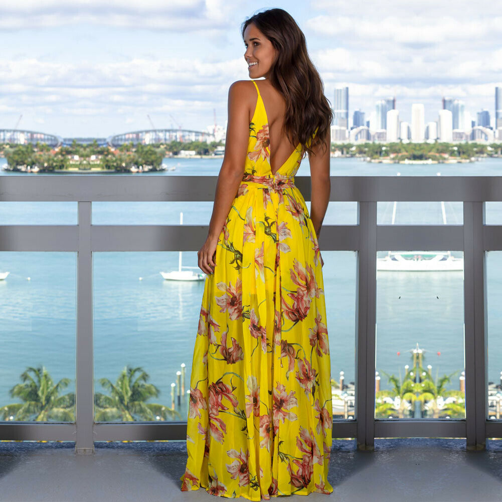 Women's Sling Floral Long Dress - OZN Shopping