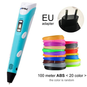 3D Pen LED Screen DIY 3D Printing Pen 100m ABS Filament Creative Toy Gift For Kids Design Drawing - OZN Shopping