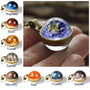 Fashion  Glass Ball Necklace Earth Planet Pattern Jewelry - OZN Shopping