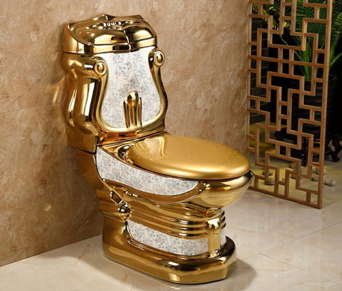 KING & QUEEN European-Style  Golden Toilet Bowl - OZN Shopping