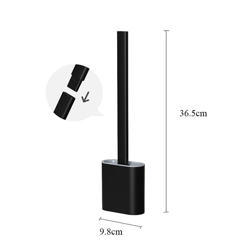 Soft TPR Silicone Head Toilet Brush with Holder Black Wall-mounted Detachable Handle Bathroom Cleaner Durable WC Accessories - OZN Shopping